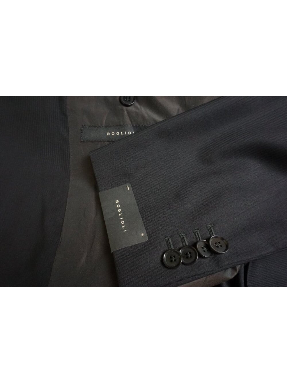 Boglioli Black Jacuqard Striped 2 Pc Suit Jacket Pants Sz 48R Brand New